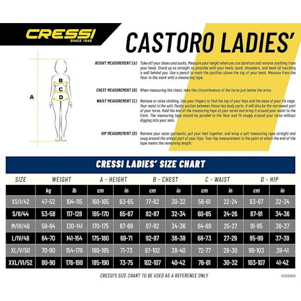 Cressi - XLR106851 - Castoro Lady Monopiece Dykdräk i neopren för kvinnor Svart/Akvamarin 7 mm Svart/akvamarin XS
