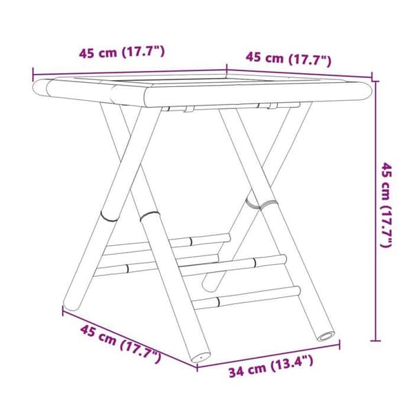 vidaXL Fällbart trädgårdsbord 45x45x45 cm bambu, trädgårdsbord i bambu, uteplatsbord, utemöbel, bord 365877
