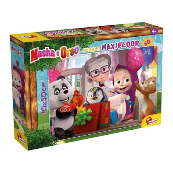 Masha och Orso dubbelsidigt pussel 60 bitar - Lisciani Giochi Flerfärgad
