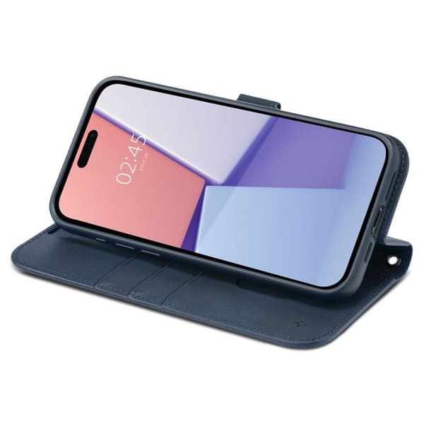 Coque för iPhone 15 Pro - Spigen Wallet S Pro - Marint blå