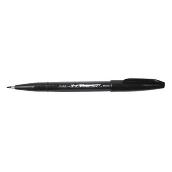 Penslar - PENTEL - SES15C-A - Paket med 10 - Mjuk spets - Svart bläck Svart
