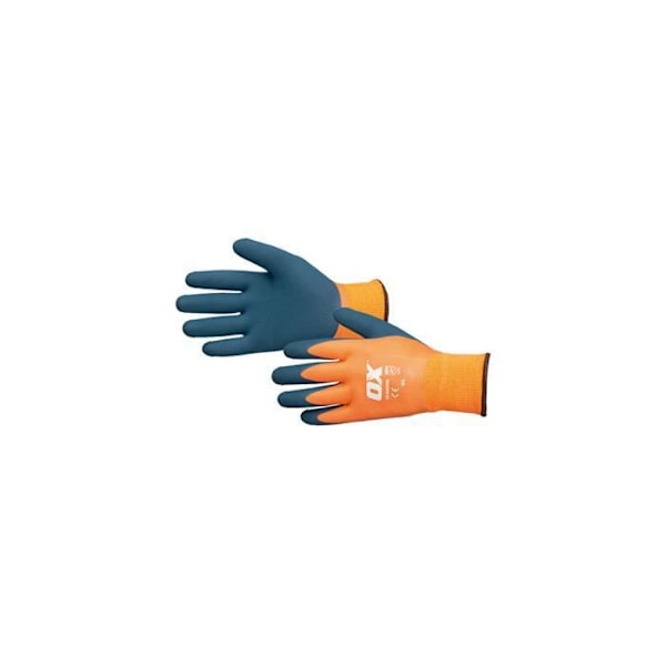 Skyddshandskar - OX - OXS4839 - Vattentät latex - Optimalt grepp - Termisk täckning Blå och orange