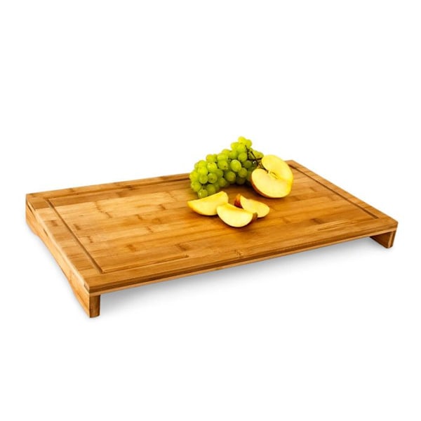Skärbräda - Bambu - 52x29 cm - 2 i 1 - Plattskydd - Praktiskt ställ ljusbrun