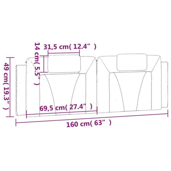 vidaXL Huvudgavelkudde vit 160 cm konstläder 374798