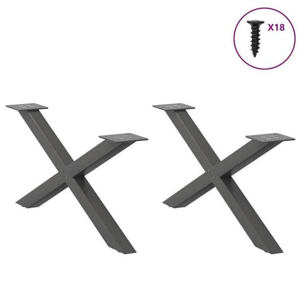 vidaXL Kafébordsstöd i X-form, 2 delar, anthrazit, 70 x (30-31) cm, stål 4012886