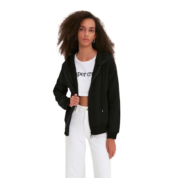 Sweat-shirt Trendyol - TWOAW21SW0836 - Svart Huvtröja Med Dragkedja Dam Svart XS