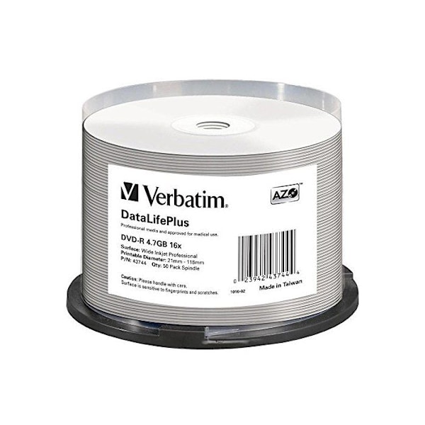 Paket med 50 DVD-R DataLifePlus Professional - VERBATIM - 4,7 GB 16x - Vit