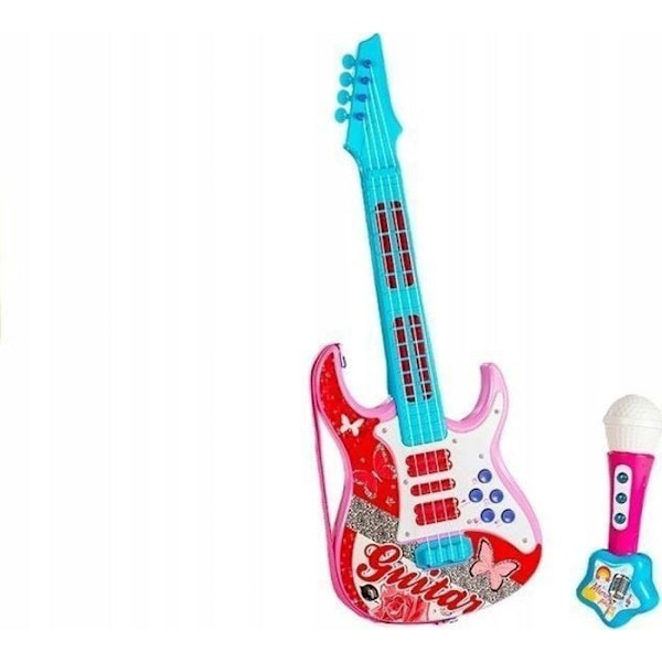 Corde för musikinstrument Leantoys - 3362 - Strängleksak för mikrofon till rosa elgitarr