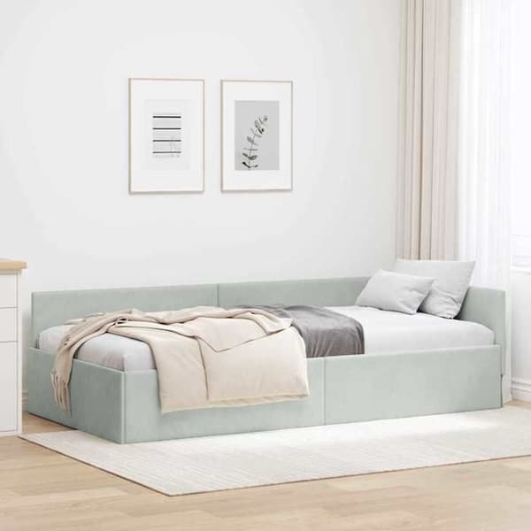 vidaXL Hörnsängram Ljusgrå 80 cm x 200 cm Sammet 42016061