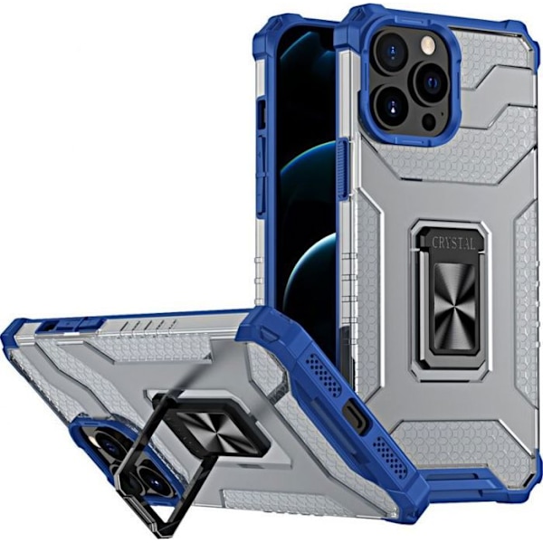 Hurtel Crystal Ring Case hybrid skyddande skal + magnetiskt stativ iPhone 12 Pro blå