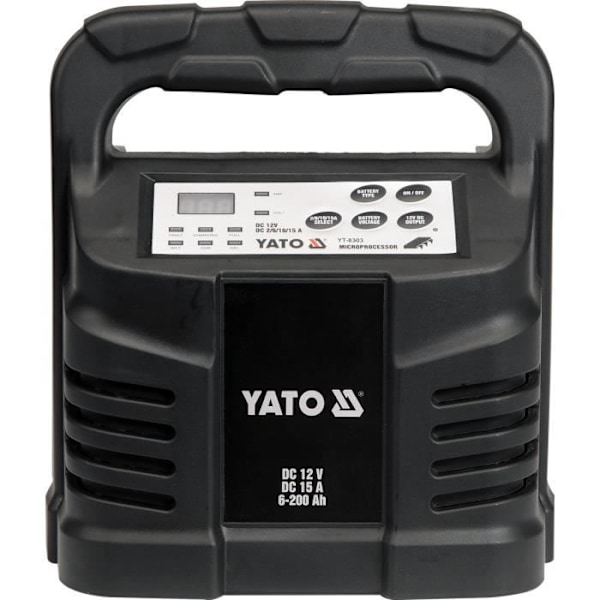 Bilbatteriladdare - Yato - YT-8303 - 15 A - Svart - LED Svart