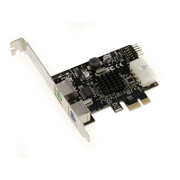 PCIe x1 PS/2-kort - 2 PS2-tangentbordsmusportar + 1 intern 9-punkts USB 2.0-port med ASIX 9990 chipset. Hög/låg profil