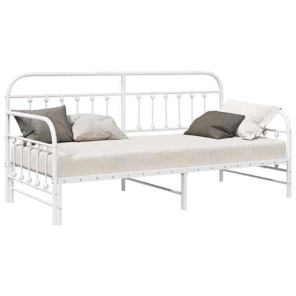 vidaXL Dagbädd Ram Vit 90 x 200 cm Pulverlackerad stål 42002652