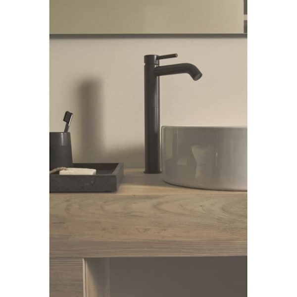 Tvättställsblandare CERALINE - IDEAL STANDARD - Förhöjd - Matt svart - Engrepp - Fast - Vattensparande Matte svart