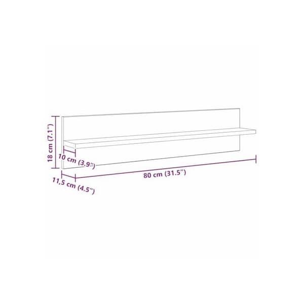 Väggregal i ingenjörsträ - vidaXL - Svart Ek - 80x11,5x18 cm - 4-pack - Rektangulär form