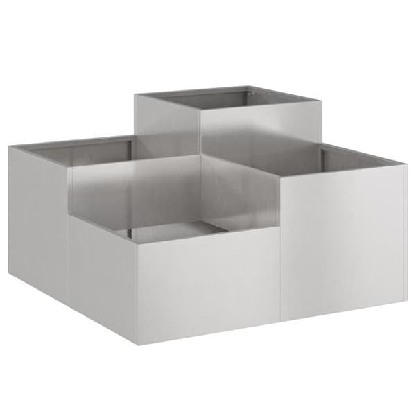 Planteringslåda - Rostfritt stål - 100x100x48 cm - Silverfärgad - Modern design Silver