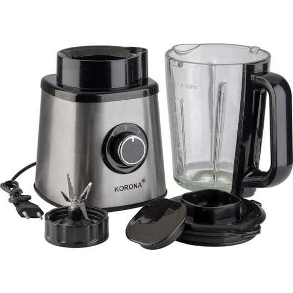 Korona Blender 24040 med glaskanna - 600 watt max. - 2 effektnivåer - 1,5 L kapacitet - Ice Crush funktion - svart