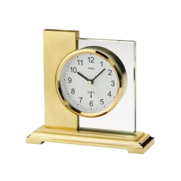 Bordsklocka - AMS - 5141 - Guldfärg - Vit urtavla - Analog display guld, vit