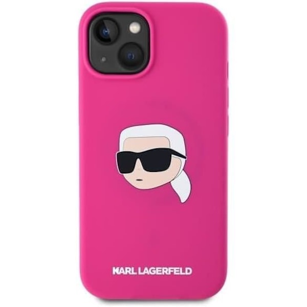 Coque iPhone 15 - Karl Lagerfeld - KLHMP15SSKHPPLF - Silikon - Fuchsia - Kompatibel med MagSafe fuchsia