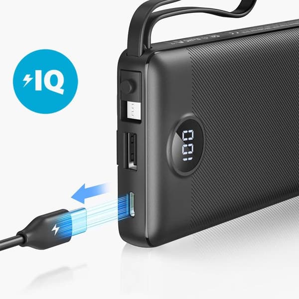 Extern Batteri 10000mAh Apple Lightning, USB-C och Micro USB Veger Svart