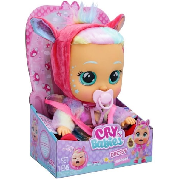 Cry Babies Dressy Hannah Doll - Docka som gråter riktiga tårar - IMC TOYS Rosa