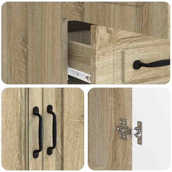 vidaXL Buffé Ek Sonoma 66 x 34,5 x 92 cm Ingenjörsträ 895817