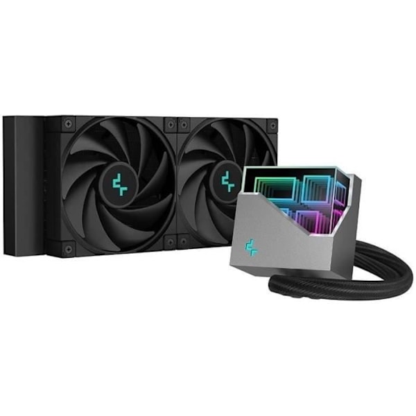 Vattenkylning AIO - DEEPCOOL LT520 (svart) - Intel/AMD-kompatibel - 2x120 mm PWM-fläkt