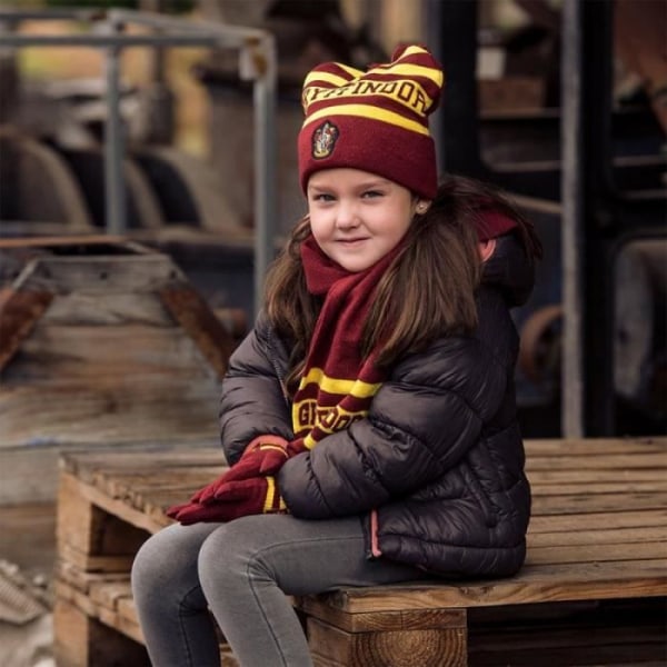 Harry Potter Gryffindor 3-delad set - Unik halsduk, handskar och boblemössa Rött och gult