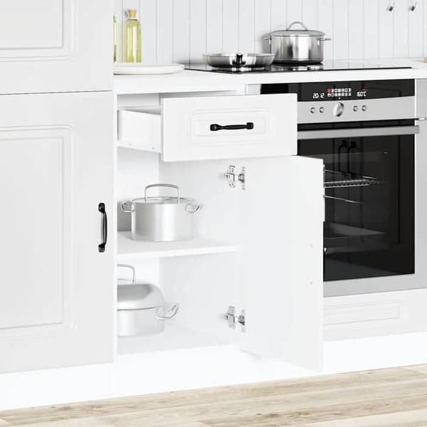 vidaXL Köksskåp Kalmar vit ingenjörsträ, vaskskåp, köksunderskåp med låda, underskåp 853467