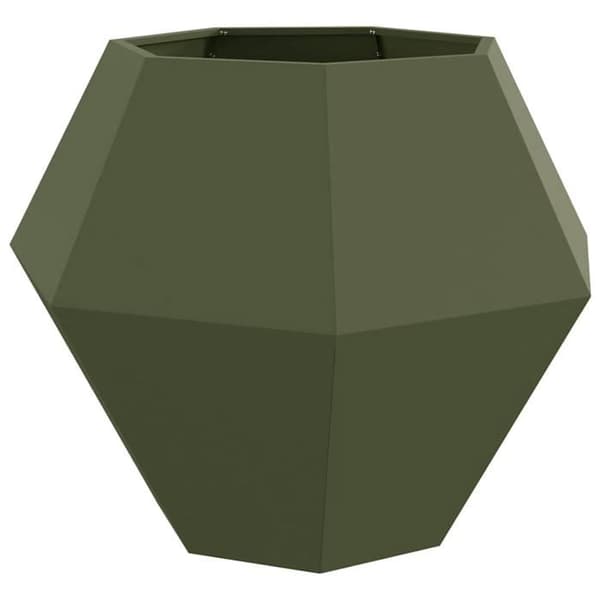 Stålplanteringskärl - vidaXL - Olivgrön - 100x100x80 cm - Rektangulär design - Utomhusbruk
