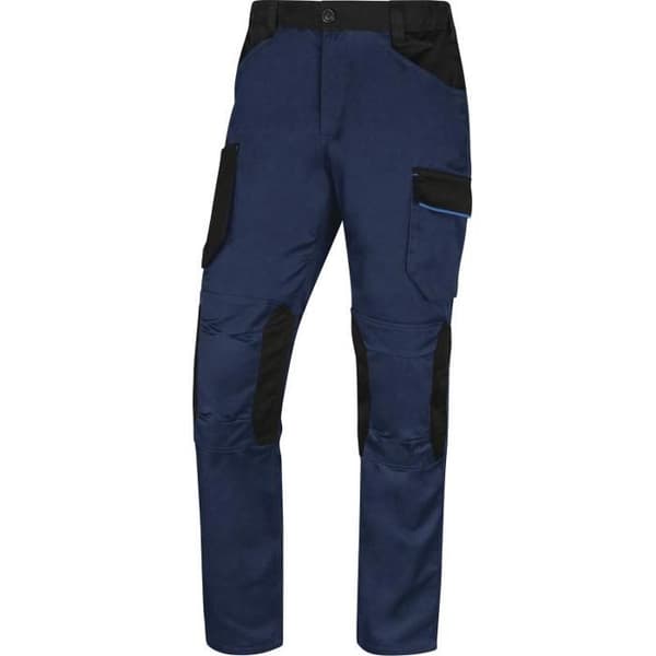 Arbetsbyxor - DELTA PLUS - MACH2 V3 - Polyester/Bomull - Förformade knän - 7 fickor Blå XXL