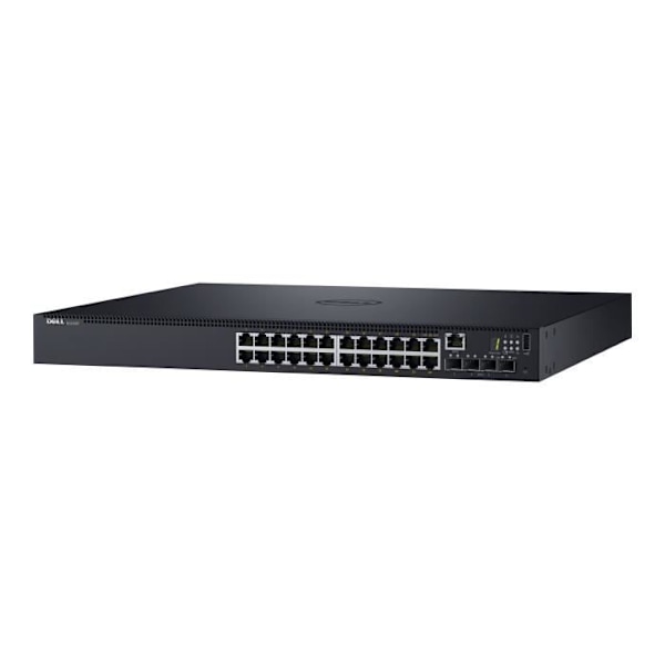 Dell Networking N1524P - Switch - C2+ - Managed - 24 x 10-100-1000 + 4 x 10 Gigabit SFP+ - Rackmonterbar - PoE+ (30,8 W) Svart