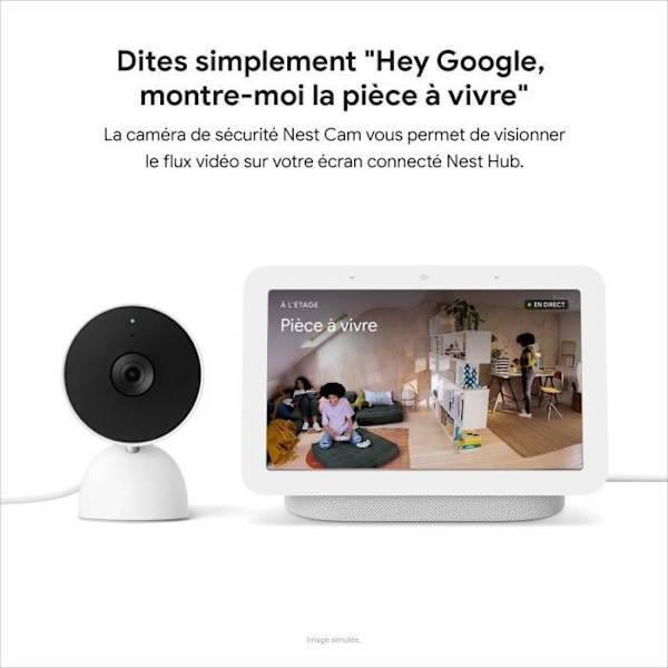 Övervakningskamera - Google Nest - 2:a generationens GA01317-FR - Utomhus/inomhus - 2 MP - 1920 x 1080 - 1080p - Ljud - Wi-Fi Snö