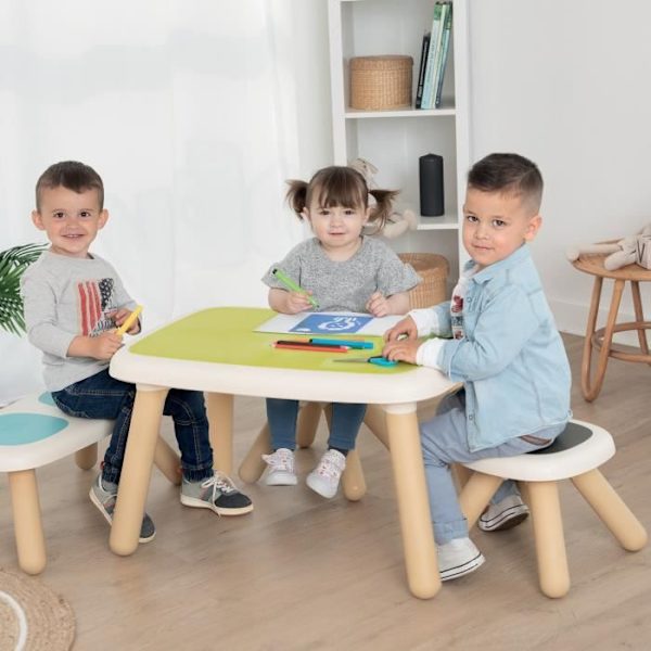 SMOBY - KID Grönt barnbord - Anti UV - 4 barn - Tillverkat i Frankrike Grön