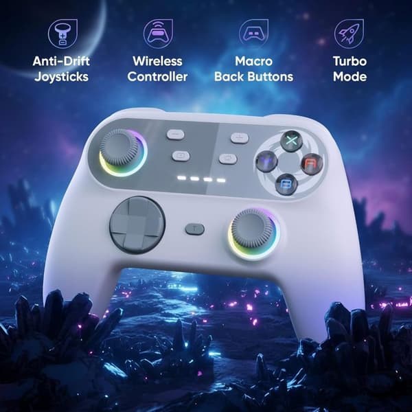 Spelkontroll - ONIVERSE - Oniverse Walli - Hall-effekt - Trådlös Bluetooth - 6-axlig gyroskop Vit