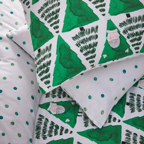 Furn. - HSSANTA/D04/GRE - Hide and Seek Santa Super King Size sängset, bomull, polyester, grön