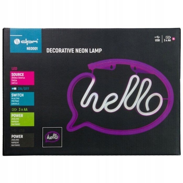 Ljusreklam Dpm Neon LED hello 30x21 cm