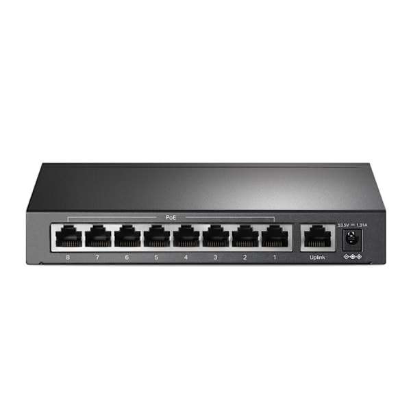 TPLINK TL-SF1009P 9-portars PoE+ Switch TL-SF1009P PoE+ Switch 8x 10/100Mbps PoE+ + 1x RJ45 10/100 Non-PoE 65W 802.3at/af Desktop Svart