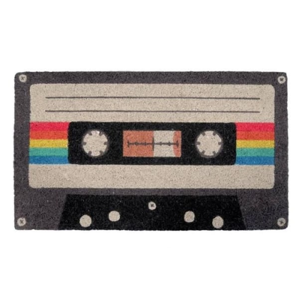 Original "Cassette" kokos dörrmatta med halkfri PVC-baksida. Mått: 70 x 40 x 1,5 cm - FISURA svart och grått