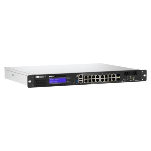 Switch - QNAP - QGD-1600 - 16 1GbE-portar med 2 RJ45 - Layer 2, VLAN, IGMP snooping Svart, Grå