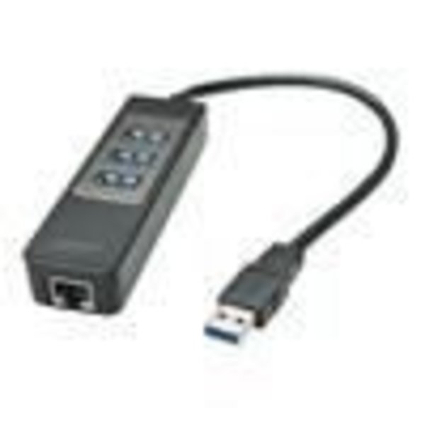 USB 3.1 & Gigabit Ethernet Hub Adapter - LINDY - Svart - Tre USB Typ A-portar - Gigabit Ethernet-gränssnitt