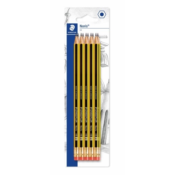 Grafitpenna - Staedtler bly - 122-2BK10D - Paket med 10 HB grafitpennor med suddgummi spets