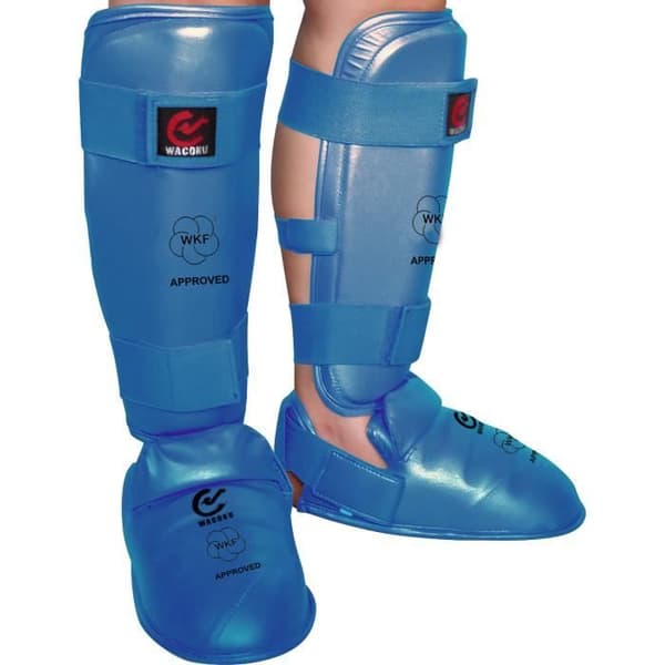 Wacoku WKF Karate Shin and Instep Guards - blå - M Blå S
