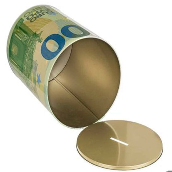 Stor XXL metallspargris '100 EURO-sedlar' Mönster / Mått: 15 x 15 x 22 cm Flerfärgad