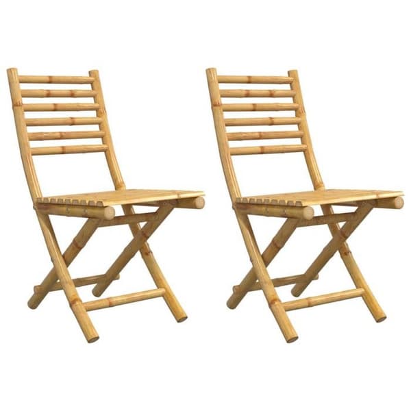 vidaXL Fällbara trädgårdsstolar, set om 2, 43x54x88 cm, bambu, fällstol, utemöbel, matstol, möbel 368039