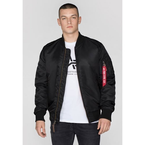 Bomberjacka - Alpha Industries - MA-1 VF 59 Long - 100% Nylon - Långa ärmar - Ståkrage Svart jag