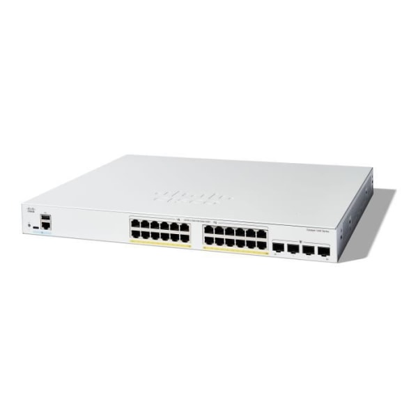 - Cisco - Cisco Catalyst 1200-24FP-4G - Switch - C3 - intelligent - 24 x 10/100/1000 (PoE+) + 4 x Gigabit Ethernet SFP - Montering