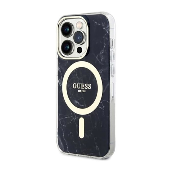 Guess Marble MagSafe - Fodral för iPhone 14 Pro Max (svart) - 3666339118310