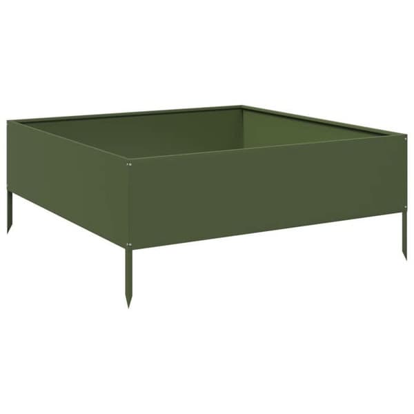 vidaXL Högsäng för trädgård olivgrön 100x100x41 cm stål 851034