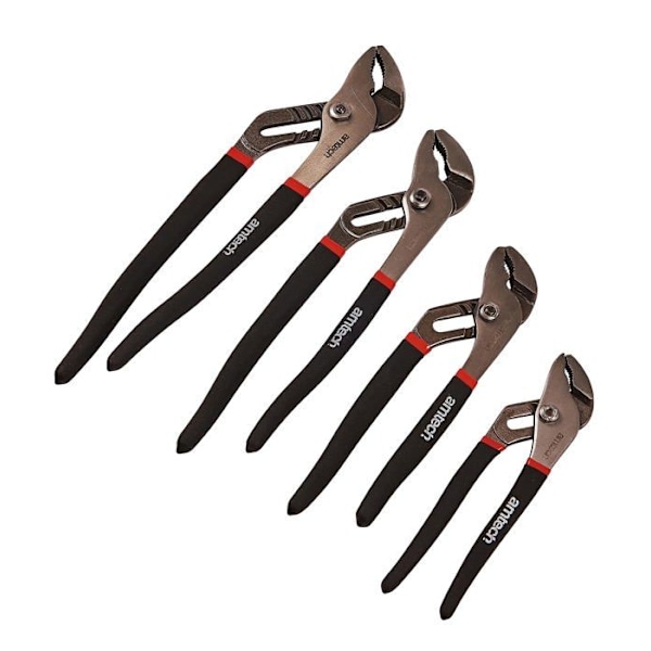 Etui - skruvkap - gräshoppa Amtech - W5350 - 4 stycken - Gripklämma med glidskåra - Sats med tång för vattenpump